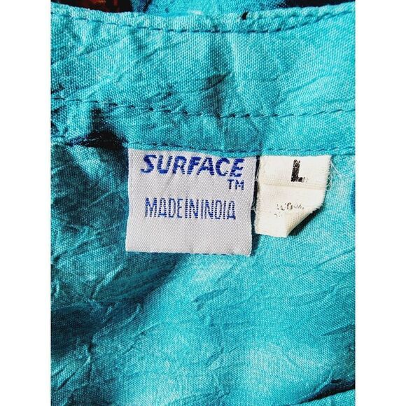 Surface L Vintage Tank Dress Blue Sea Life Beaded Satiny Feel India Large - Picture 7 of 7